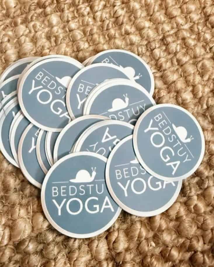 Bedstuy yoga stickers for meditation and wellness.
