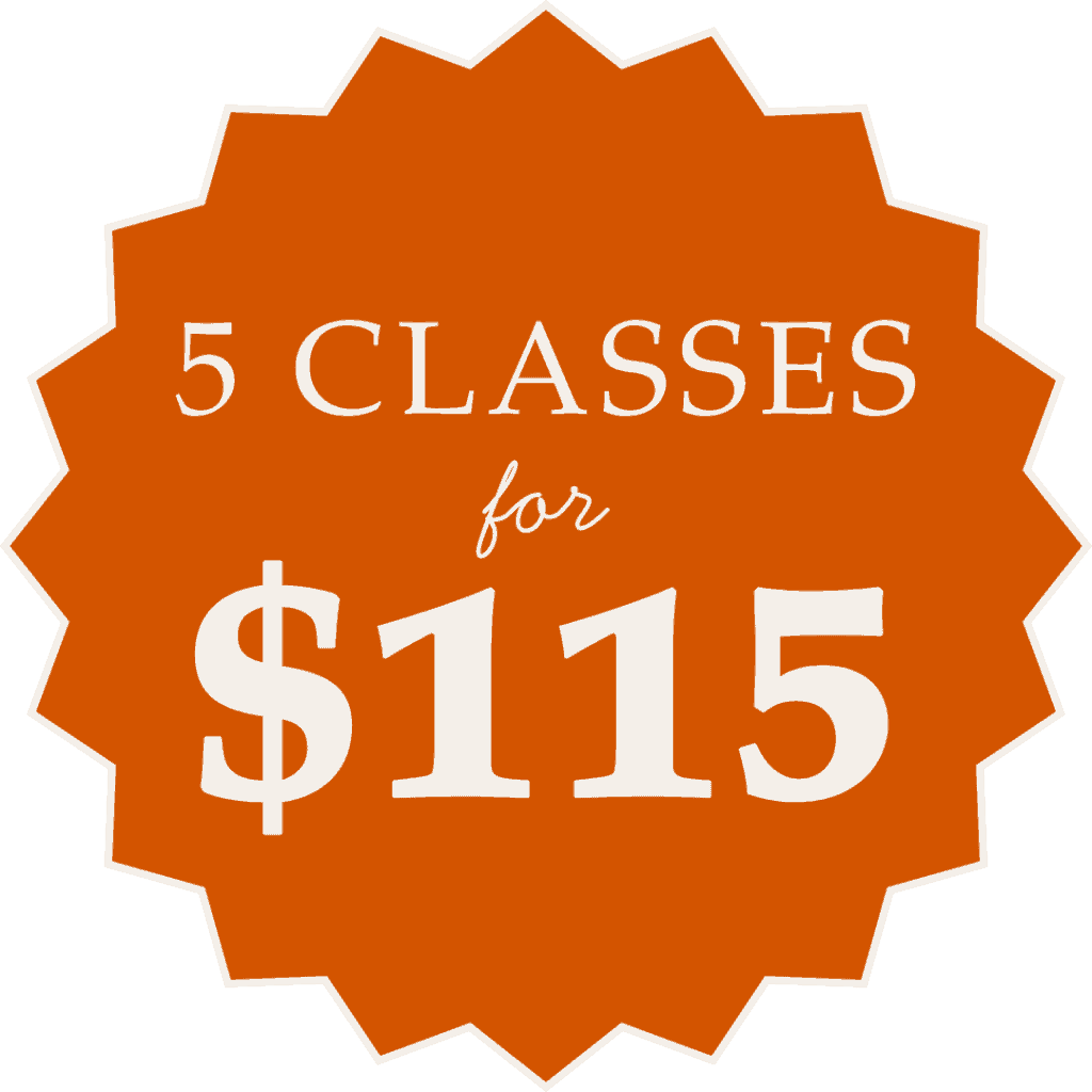 Promotional poster for 5 yoga classes for $115 at Bedstuy Yoga.
